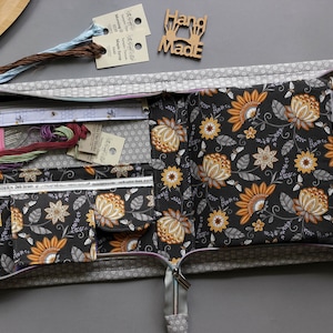 Bolsa para proyectos de punto de cruz, kit de costura a mano, almacenamiento de bordado, organización de hilos de costura para viajes