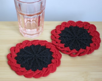 Crochet Coasters for Cup Set of 2 Potholders Flowers Colorful Mini Doily Bohemian Centerpiece Boho Table Placemats Coffee Table