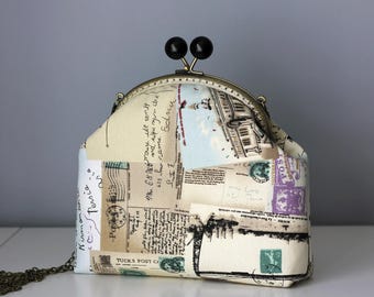 Bolso bandolera para proyectos, cierre de broche, lona, ganchillo, punto de cruz, almacenamiento