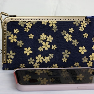 Floral Phone Wallet: Japanese Fabric Kiss Lock Clutch