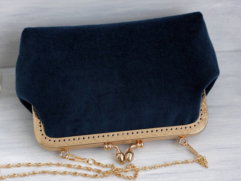 Velvet clutch Dark Turquoise Blue Velvet Evening Clutch clasp Etsy