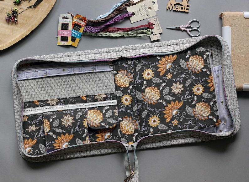 Cross Stitch Project Bag Hand Sewing Kit Embroidery Storage Travel Needlework Thread Organization image 5