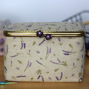 Needlework Box Case Lavender Sewing Tools Storage Travel Needle Holder Cross Stitch Embroidery Quilting Scissors Keeper Craft Organizer