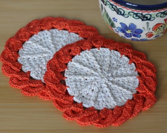 Crochet Coasters for Cup Set of 2 Potholders Flowers Colorful Mini Doily Bohemian Centerpiece Boho Table Placemats Coffee Table