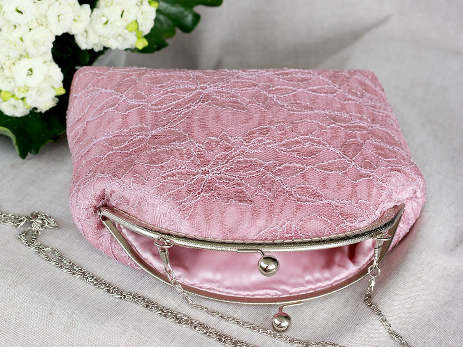 Lace Bridesmaid Clutch Dusty Rose Pink Wedding Bridal Clutch Etsy