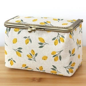 Lemons Box Case Needlework Scissors Storage Travel Sewing Kit Needle Holder Cross Stitch Embroidery Quilting Craft Organizer Spool Cabinet