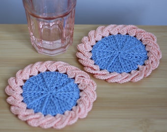 Crochet Coasters for Cup Set of 2 piece Potholders Handmade Colorful Mini Doily Bohemian Centerpiece Boho Table Placemats Coffee Table Set