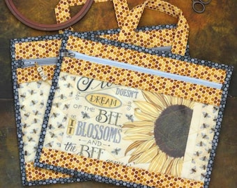 Cross Stitch WIP Project Bag Zippered Needlework Embroidery Organizer Vinyl Window