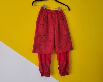 Kid's Paint Splatter Grunge Pants - Red Splash Pants - 6X Sportswear - One of a kind - Sustainable Streetwear - Gender Neutral - Reworked