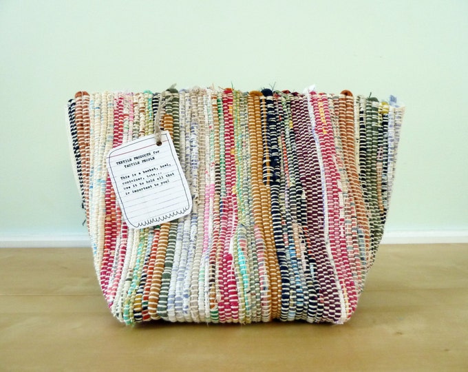 Hand Woven Rag Rug Basket 5 Etsy