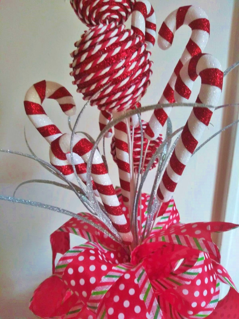 Red And White Candy Cane Tree Topper Bow Christmas Tree Topper | Etsy