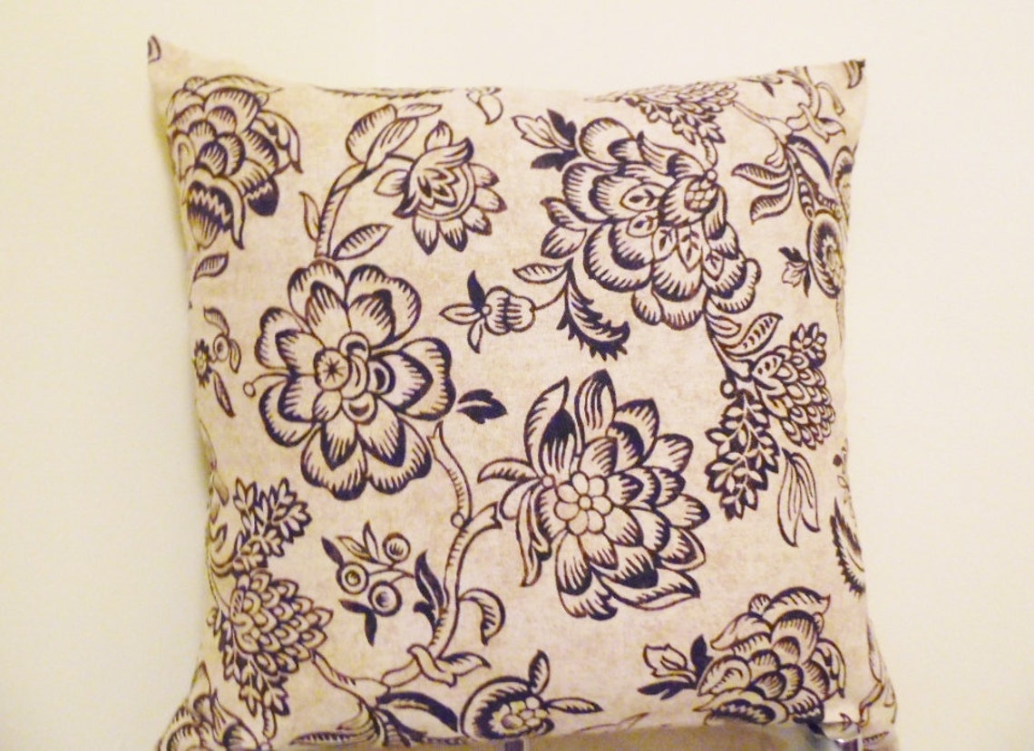 Floral Pillow Cover Beige And Brown Decorative Pillow Cover Etsy
