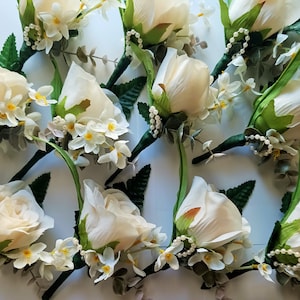 Boutonniere For Wedding And Other Special Occasions,  Cream  / Ivory Artificial Wedding Flower For Groom And Groomsman, Pin on Flower