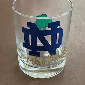 Notre Dame Whiskey/Beer Glasses,  Barware Glasses Notre Dame, gifts, football, Notre Dame Drink like a Champion!