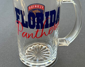 Florida Panthers Wine Glass, Panthers Wine Glass, Panthers Beer Glass, Sports Glassware, Go Panthers! Hockey Wine Glass