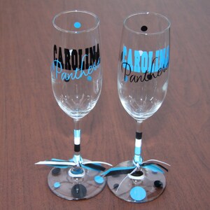 Carolina Panthers Glassware, Football, Sports Bar Glassware, Carolina Panthers Gifts, Carolina, Go Panthers Champagne Flute