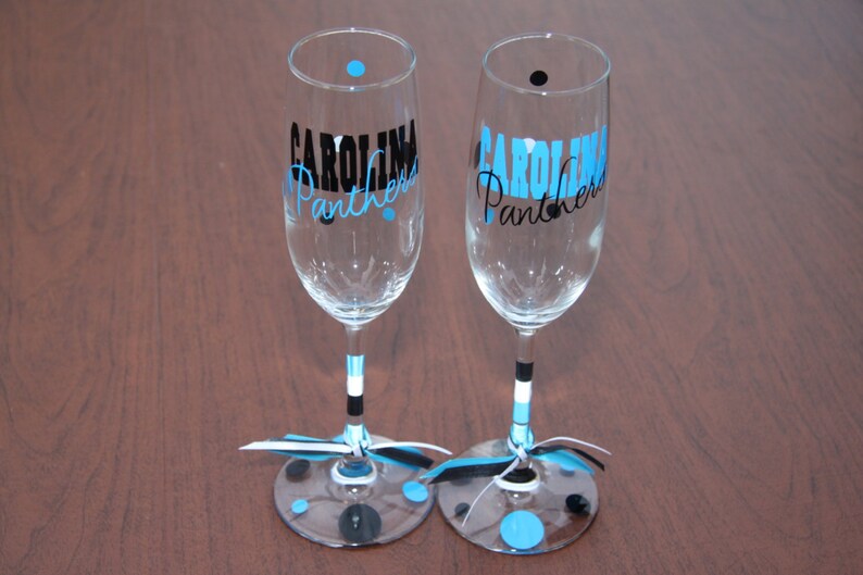 Carolina Panthers Glassware, Football, Sports Bar Glassware, Carolina Panthers Gifts, Carolina, Go Panthers Champagne Flute