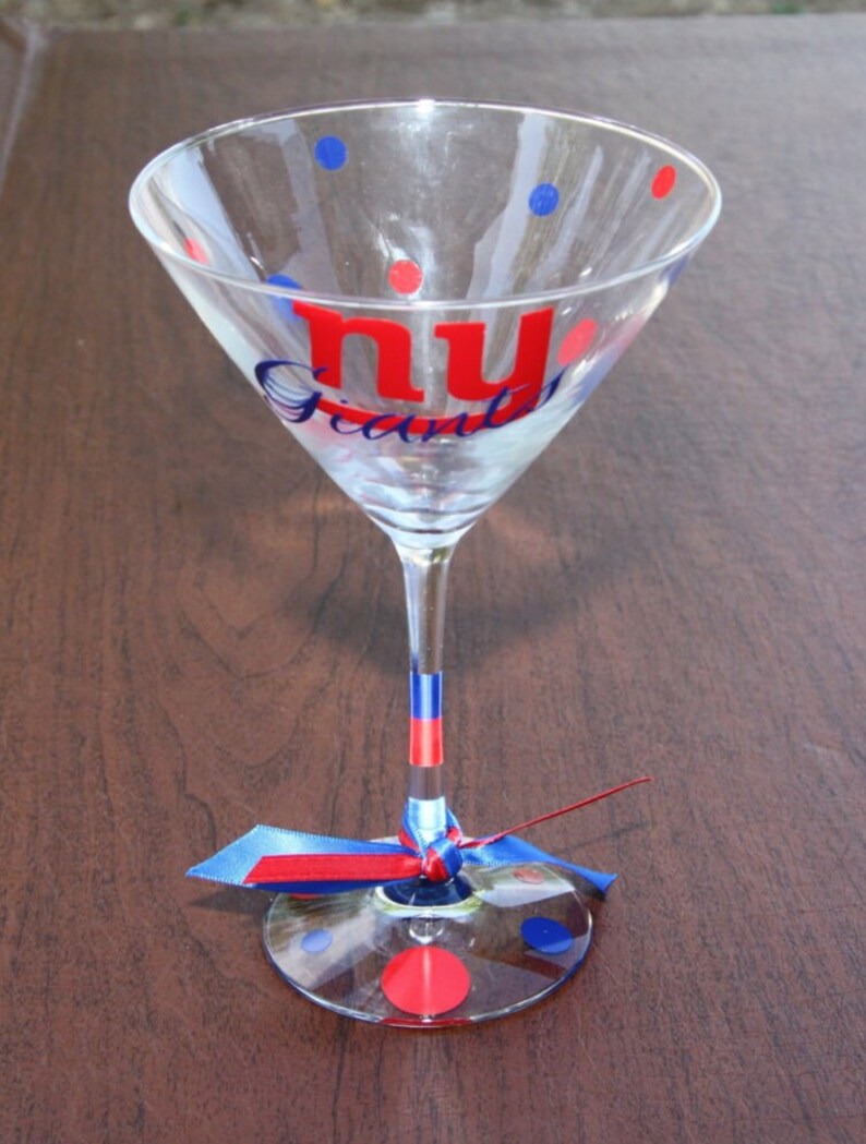 New York Giants Glassware, Sports Glassware, Football,Giants Gifts, Go Giants Martini Glass