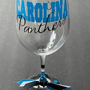 Carolina Panthers Glassware, Football, Sports Bar Glassware, Carolina Panthers Gifts, Carolina, Go Panthers wine Glass