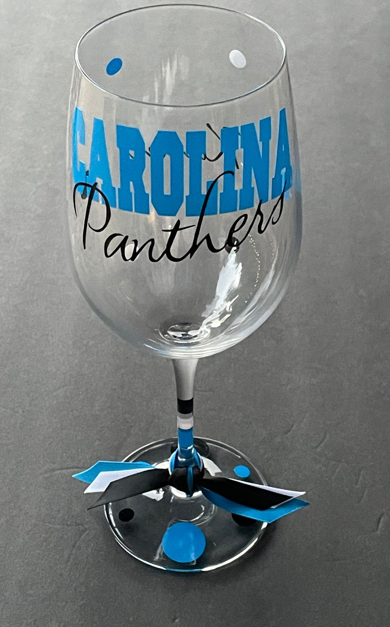 Carolina Panthers Glassware, Football, Sports Bar Glassware, Carolina Panthers Gifts, Carolina, Go Panthers wine Glass