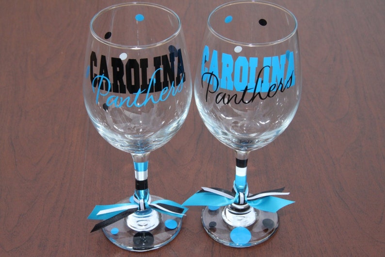 Carolina Panthers Glassware, Football, Sports Bar Glassware, Carolina Panthers Gifts, Carolina, Go Panthers image 1