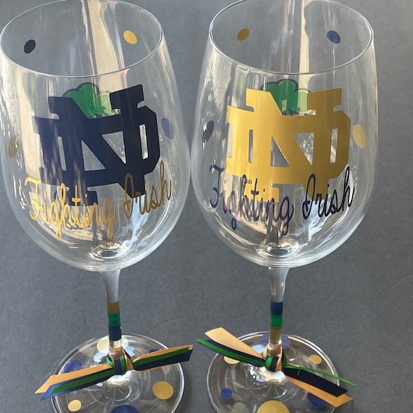 Notre Dame Glassware, Notre Dame wine, beer glass, champagne, gifts, football, basketball