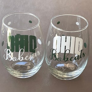 Ohio Bobcats, Ohio Glassware, Bobcats Gifts, Sports Glassware for the Bobcats Fan