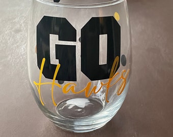 GO Hawks Wine and Beer Glass, Iowa Hawks, Hawks Wine, Hawks Beer, Hawks Gifts, Iowa Hawks football