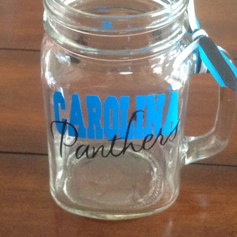 Carolina Panthers Glassware, Football, Sports Bar Glassware, Carolina Panthers Gifts, Carolina, Go Panthers Mason Jar