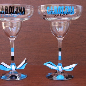 Carolina Panthers Glassware, Football, Sports Bar Glassware, Carolina Panthers Gifts, Carolina, Go Panthers Margarita glass