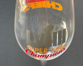 Super Bowl 58 Champions Wine, KC Chiefs Wine,Wine, Super Bowl 58 Wine, Chiefs Beer, Football, Sports Glassware, Go KC Chiefs!