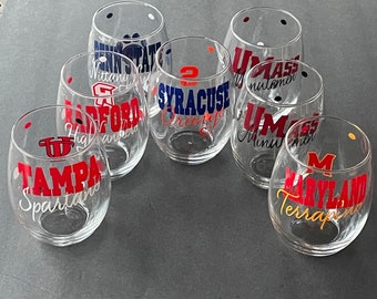 College Wine, Beer Glasses, and Whiskey Tumblers, College Gifts, College Graduation Gifts, Wine College Gifts