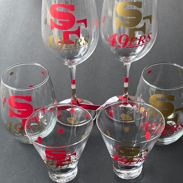 San Francisco 49ers Wine, 49ers Beer, Football, Sports Glassware, Go 49ers! SF 49ers Gifts