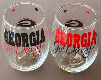 Georgia "Go Dawgs" Wine, beer Glass, Champagne, Dawgs Gifts, Christmas Gifts