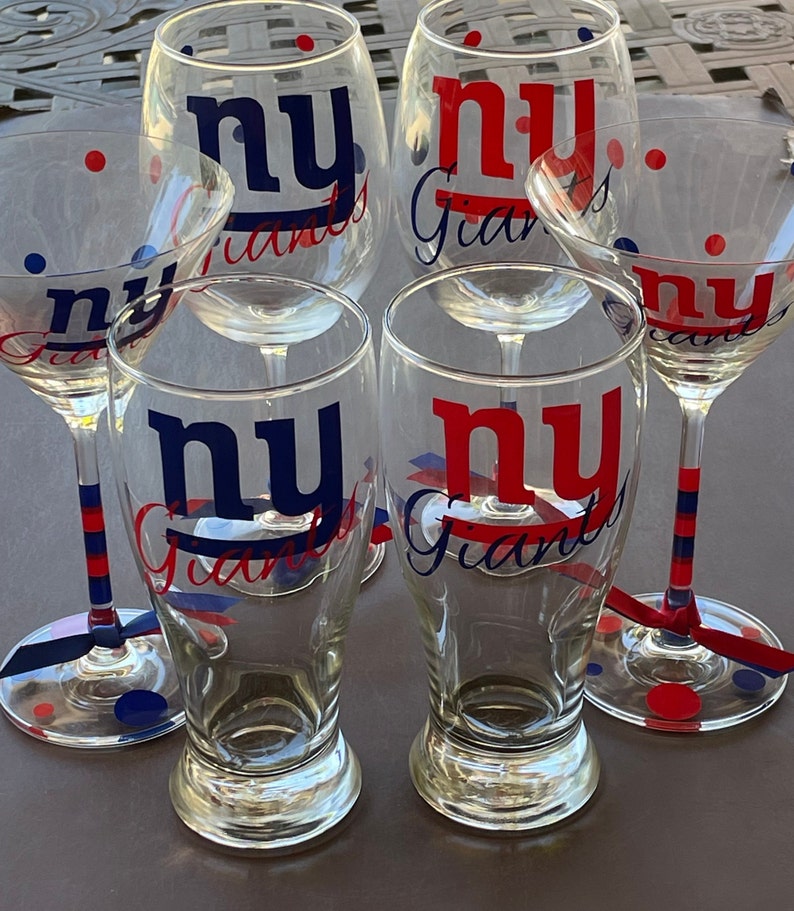 New York Giants Glassware, Sports Glassware, Football,Giants Gifts, Go Giants 1 Pilsner beer