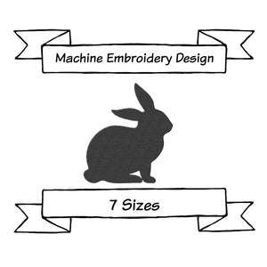 ウサギのシルエットの機械刺繍デザイン - 7 サイズ - すぐにダウンロードできるデザイン
