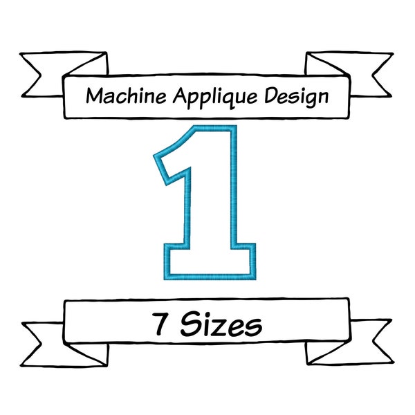 Number 1 Applique - Block Font - Machine Embroidery Design - 7 Sizes - Instant Download Design