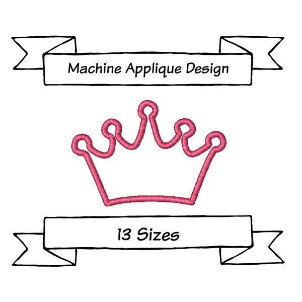 Crown Applique Machine Embroidery Design - 13 Sizes - Instant Download Design