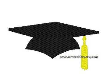 Graduation Cap Machine Embroidery Design - 5 Sizes - Instant Download Design