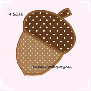 Acorn Applique Machine Embroidery Design - 4 Sizes - Instant Download Design