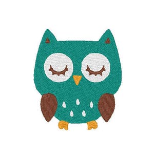 Sleepy Owl Machine Embroidery Design - 4 Sizes - Instant Download Design