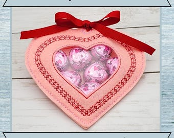 ITH Heart Peekaboo Treat Bag Pattern - Valentine's Day - Machine Embroidery Design - Instant Download Design - Candy Bag - Party Favors
