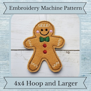 ITH Gingerbread Man Ornament Pattern - Christmas - Machine Embroidery Design - 4x4 Hoop and Larger- Instant Download Design