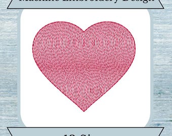 Heart Embroidery Design - Sketch Stitch - Quick Stitch - 13 Sizes - Instant Download Design