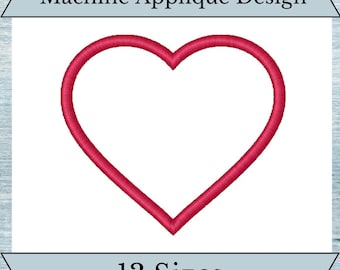 Heart Applique Machine Embroidery Design - 13 Sizes - Instant Download Design