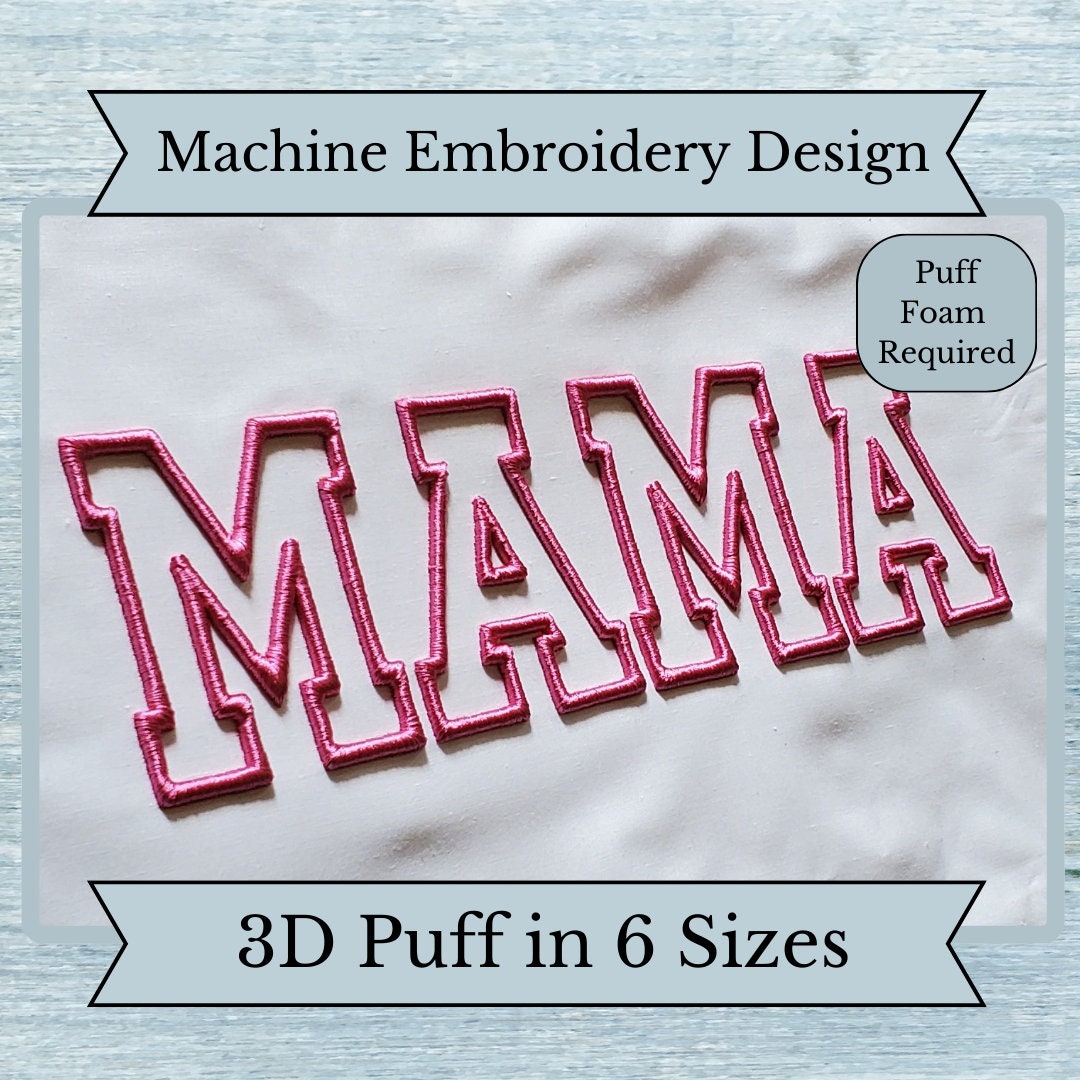 3D Puff Embroidery Design - 6 Sizes - Instant Download Design ...