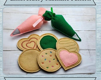 ITH Cookie Decorating Set Pattern - Play Food - Machine Embroidery Design - Felt Food Toy - Instant Download - Imaginative Play - Pretend