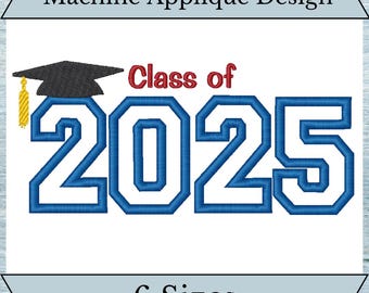 Graduation 2025 Applique Machine Embroidery Design - 6 Sizes - Instant Download Design