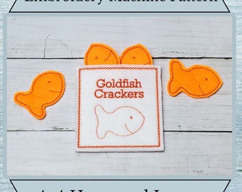 ITH Goldfish Cracker Pattern - Play Food - Machine Embroidery Design - Felt Food Toy - Instant Download - Imaginative Play - Pretend Kitchen