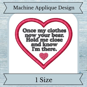 Memory Bear Poem Applique Embroidery Design - 1 Size - 4x4 Hoop - Instant Download Design - Memory Bear